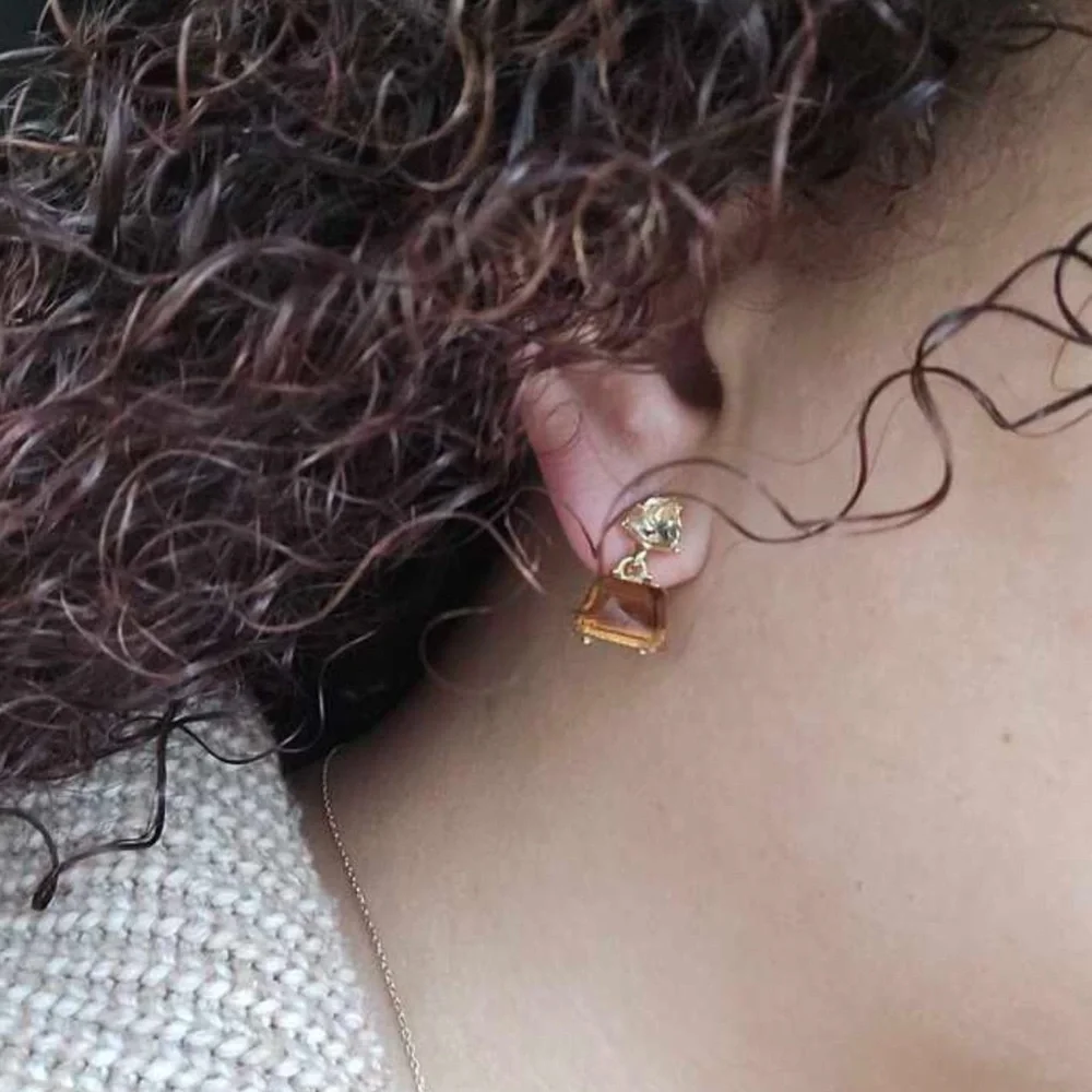 🤎 925 Sterling Silver Gold and Brown Earrings